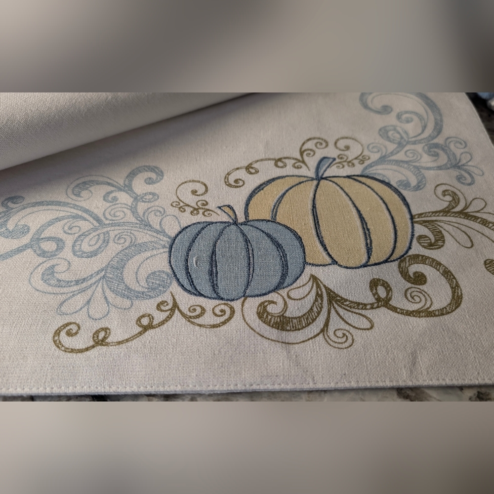 Elegant Pumpkin Embroidered Table Runner